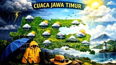 Prediksi Cuaca Jawa Timur, Rabu 29 April 2026: Hujan Ringan dan Berawan