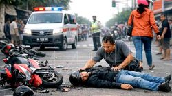 Tabrakan di Pertigaan Made, Pengendara Pria Luka Parah