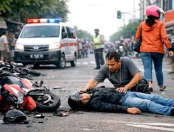 Tabrakan di Pertigaan Made, Pengendara Pria Luka Parah