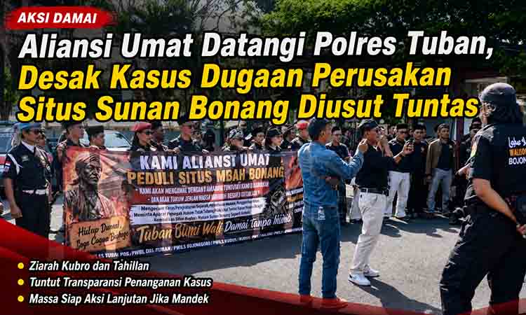 Aliansi Umat Datangi Polres Tuban, Desak Kasus Dugaan Perusakan Situs Sunan Bonang Diusut Tuntas
