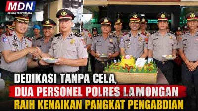 Dedikasi Tanpa Cela, Dua Personel Polres Lamongan Raih Kenaikan Pangkat Pengabdian MDN
