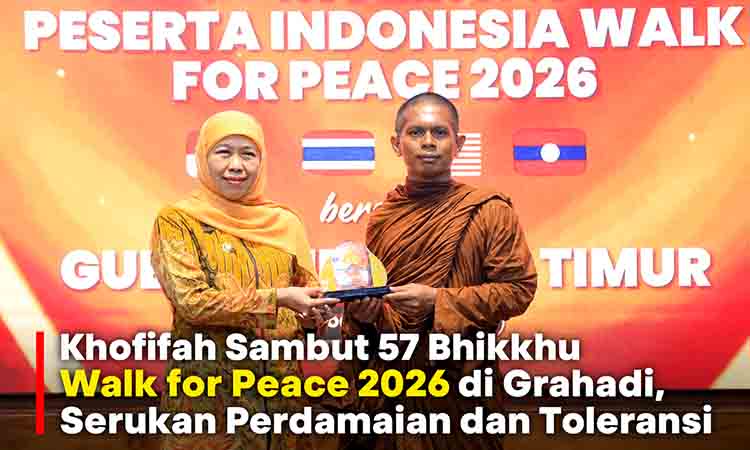 Gubernur Khofifah Sambut Rombongan Bhikkhu Lintas Negara di Grahadi Surabaya