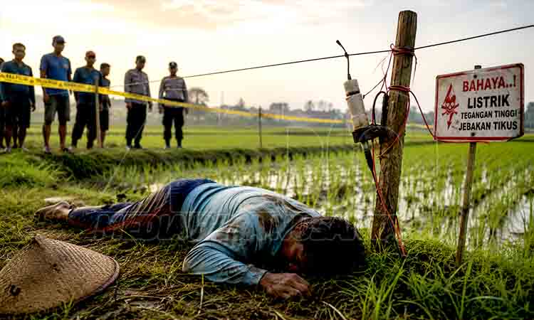 Kecelakaan di ladang sawah pagi hari MDN