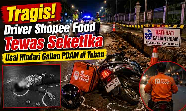 Kecelakaan tragis pengantar Shopee Food Tuban