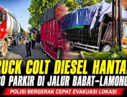 Truck Colt Diesel Hantam Fuso Parkir di Jalur Babat-Lamongan, Polisi Bergerak Cepat Evakuasi Lokasi