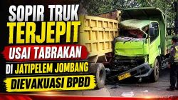 Sopir Truk Terjepit Usai Tabrakan di Jatipelem Jombang, Dievakuasi BPBD