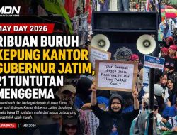 Ribuan Buruh Kepung Kantor Gubernur Jatim, 21 Tuntutan Menggema di Aksi May Day Surabaya