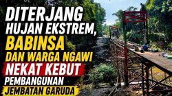 Cuaca Hujan, Babinsa Puhti dan Warga Terus Kebut Pembangunan Jembatan Perintis Garuda di Desa Puhti