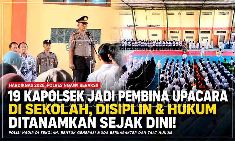 Polres Ngawi Libatkan 19 Kapolsek Jadi Pembina Upacara Hardiknas di Sekolah MDN
