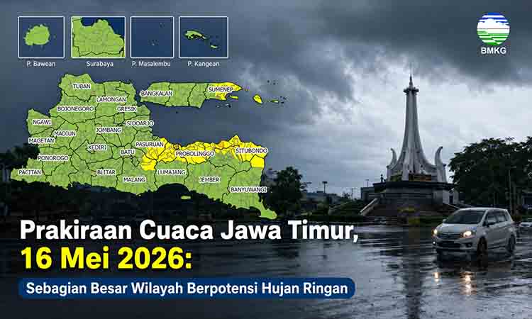 Prakiraan cuaca hujan di Surabaya
