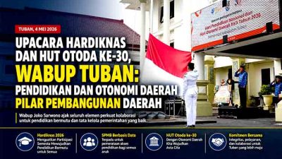 Upacara Hardiknas dan HUT Otonomi Daerah ke 30 di Tuban, Wabup Tekankan Peran Strategis Pendidikan