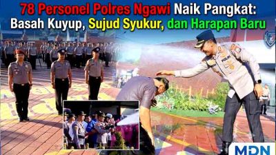 78 Personel Polres Ngawi Naik Pangkat: Basah Kuyup, Sujud Syukur, dan Harapan Baru