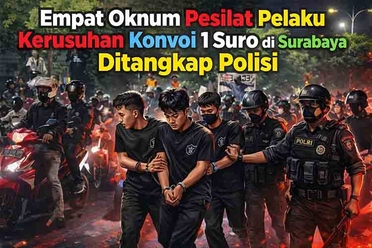 Empat Oknum Pesilat Pelaku Kerusuhan Konvoi 1 Suro di Surabaya Ditangkap Polisi