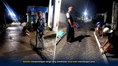 Gotong royong bangun jalan di Gunungrejo