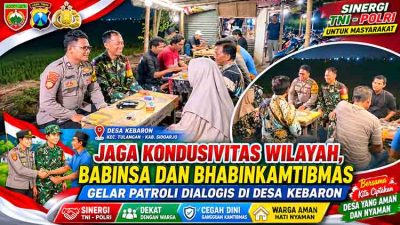 Jaga Kondusivitas Wilayah, Babinsa dan Bhabinkamtibmas Gelar Patroli Dialogis di Desa Kebaron