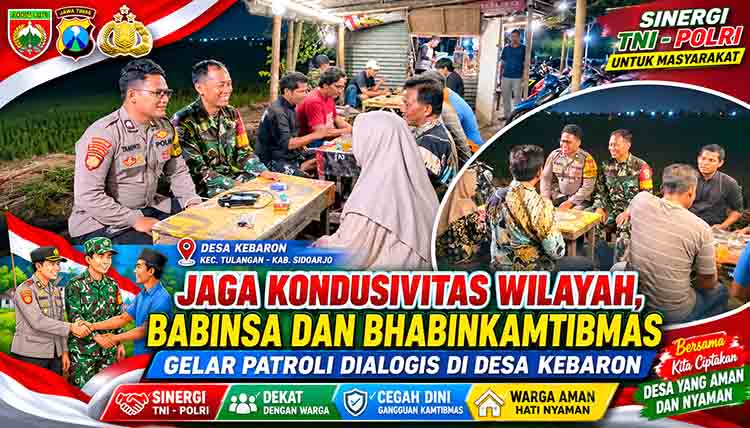 Jaga Kondusivitas Wilayah, Babinsa dan Bhabinkamtibmas Gelar Patroli Dialogis di Desa Kebaron mdn