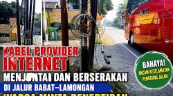 Kabel internet berserakan di jalan