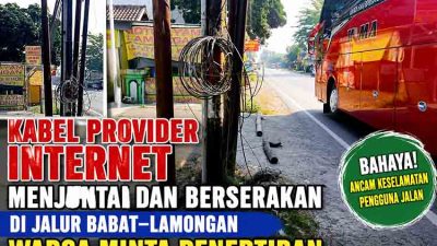 Kabel internet berserakan di jalan