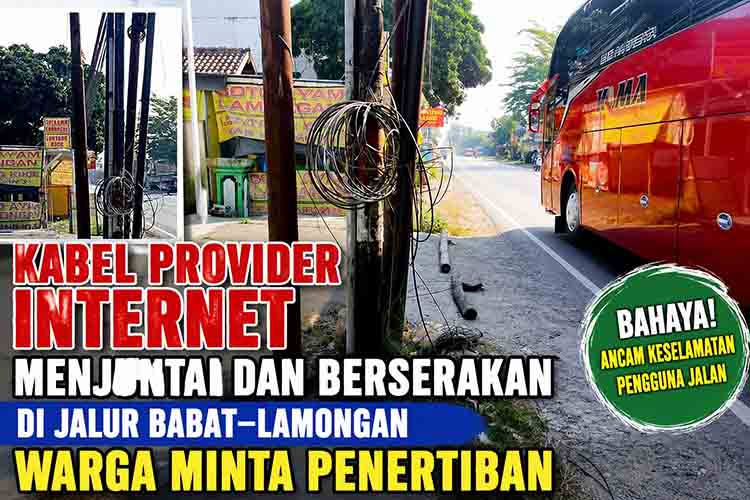 Kabel internet berserakan di jalan