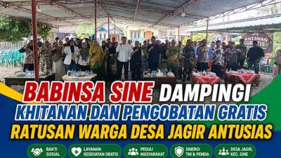 Peduli Warga, Babinsa Sine Ngawi Hadiri Khitanan dan Pengobatan Gratis, Warga Sambut Antusias