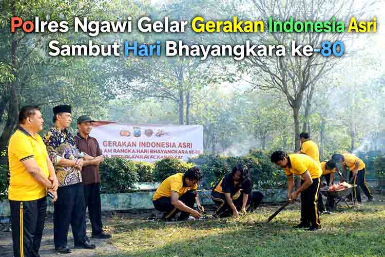 Polres Ngawi Gelar Gerakan Indonesia Asri Sambut Hari Bhayangkara ke