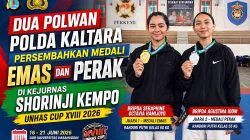 Dua Polwan Polda Kaltara Sabet Medali di Kejurnas Shorinji Kempo Unhas Cup 2026