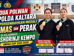 Dua Polwan Polda Kaltara Sabet Medali di Kejurnas Shorinji Kempo Unhas Cup 2026