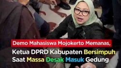 Demo Mahasiswa Mojokerto Memanas, Ketua DPRD Kabupaten Bersimpuh di Hadapan Massa