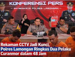 Rekaman CCTV Jadi Kunci, Polres Lamongan Ringkus Dua Pelaku Curanmor dalam 48 Jam