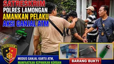 Satreskrim Polres Lamongan Amankan Pelaku Aksi Ganjal ATM