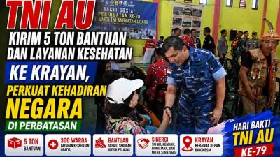 TNI AU Salurkan 5 Ton Bantuan ke Krayan, Bukti Nyata Negara Hadir di Perbatasan RI-Malaysia