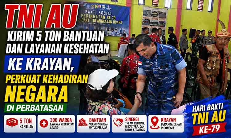 TNI AU Kirim 5 Ton Bantuan dan Layanan Kesehatan ke Krayan