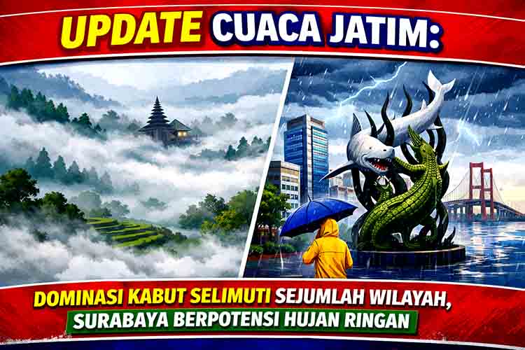 Update Cuaca Jatim Dominasi Kabut Selimuti Sejumlah Wilayah, Surabaya Berpotensi Hujan Ringan