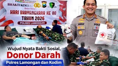Sambut HUT Bhayangkara ke-80, Polres Lamongan Berhasil Kumpulkan 84 Kantong Darah