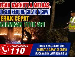 Respons Kilat Call Center 110, Polsek Kedunggalar Jinakkan Kebakaran Lahan di Kawasan Monumen Suryo