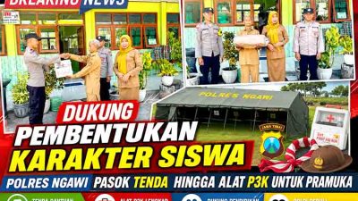 Tanamkan Jiwa Mandiri Sejak Dini, Polsubsektor Gerih Salurkan Perlengkapan Pramuka ke SDN 5 Gerih