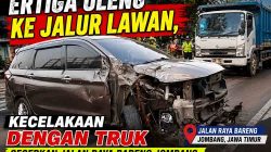 Pengemudi Diduga Mengantuk, Suzuki Ertiga Tabrak Truk di Jalan Raya Bareng Jombang