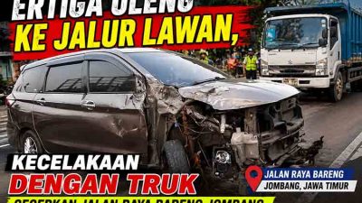 Kecelakaan Ertiga vs Truk di Jombang