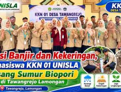 Atasi Banjir dan Kekeringan, Mahasiswa KKN 01 UNISLA Pasang Sumur Biopori di Tawangrejo Lamongan