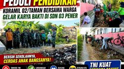 Sinergi TNI dan Warga Pemalang Bersihkan SDN 03 Pener, Ciptakan Lingkungan Belajar Ideal