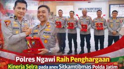 Polres Ngawi Raih Penghargaan Kinerja Selra pada anev Sitkamtibmas Polda Jatim