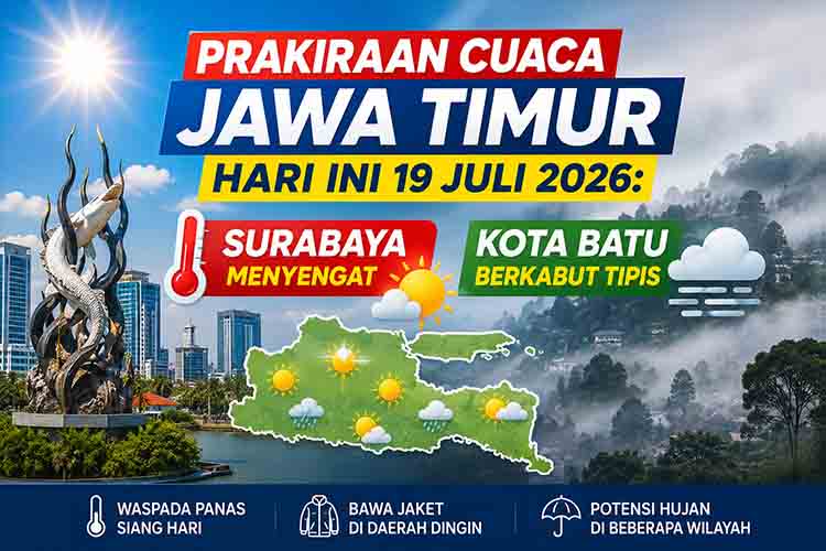Prakiraan cuaca Jawa Timur 19 Juli