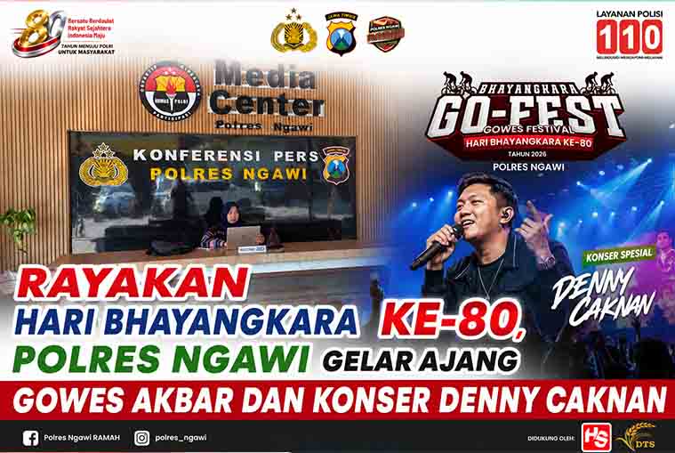 Rayakan Hari Bhayangkara ke 80, Polres Ngawi Gelar Ajang Gowes Akbar dan Konser Denny Caknan