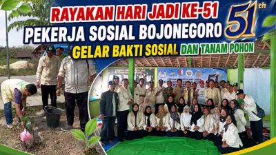 Rayakan Hari Jadi ke-51, Pekerja Sosial Bojonegoro Gelar Bakti Sosial dan Tanam Pohon