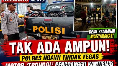 Satlantas Polres Ngawi, Razia Motor Ngawi, Tilang Knalpot Brong, Kamtibmas Ngawi, Polres Ngawi