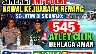 Sinergi TNI-Polri Kawal Kejuaraan Renang Se-Jatim di Sidoarjo: 545 Atlet Cilik Berlaga Aman
