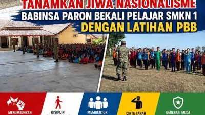 Babinsa Koramil Paron Tempa Kedisiplinan dan Karakter Bela Negara Siswa SMKN 1 Ngawi