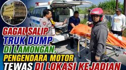 Gagal Salip Truk Dump di Lamongan, Pengendara Motor Tewas di Lokasi Kejadian