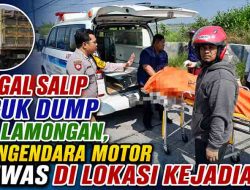 Gagal Salip Truk Dump di Lamongan, Pengendara Motor Tewas di Lokasi Kejadian