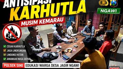 Antisipasi Karhutla Musim Kemarau, Polsek Sine Edukasi Warga Desa Jagir Ngawi